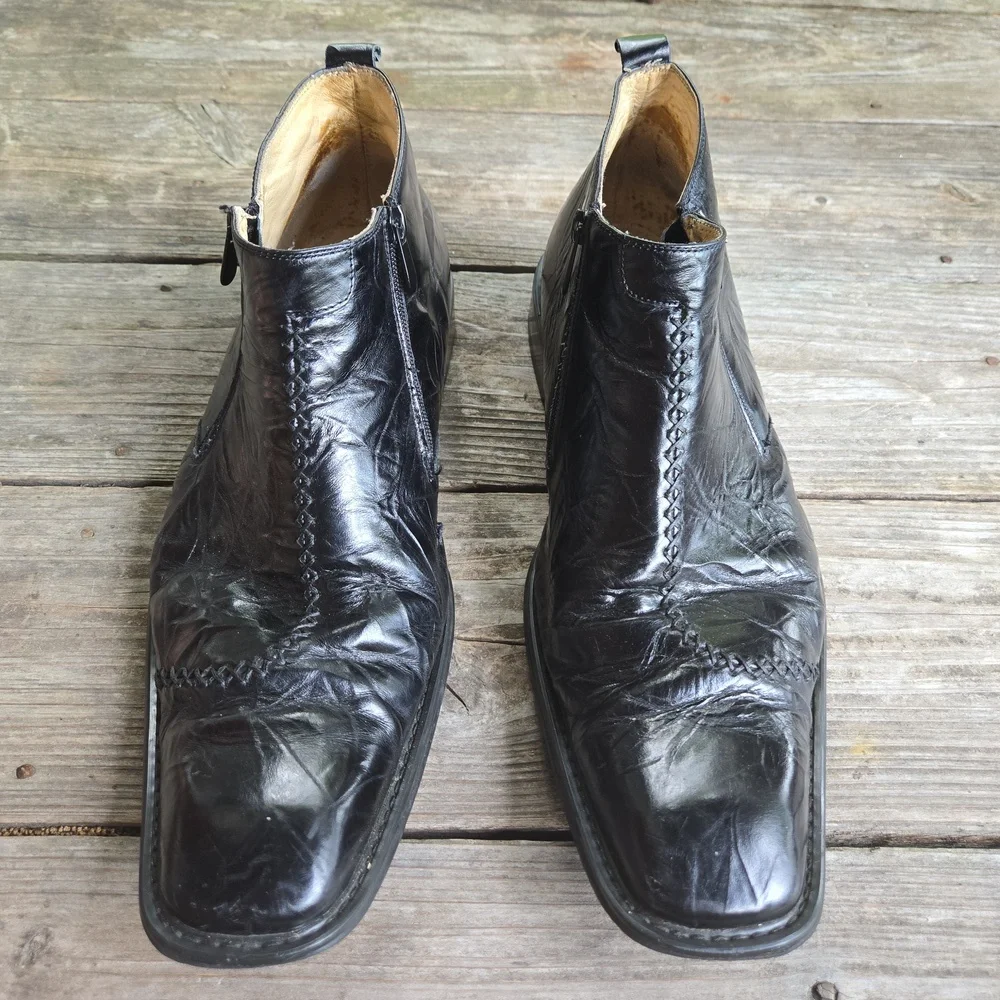 Fratelli Select Black Crinkled Leather Contemporary Chukka Boot Size 13